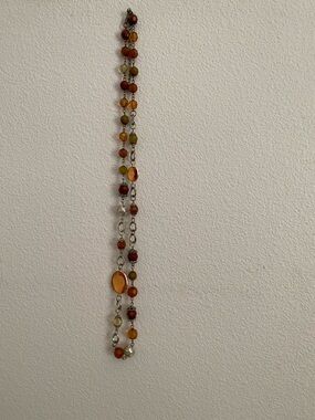 Beaded Multicolor Long Necklace - Amber, Olive & Red